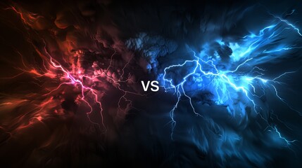 Abstract blue and red lightning thunder strike versus fight competition opposite conflict background wallpaper