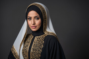 Muslim woman in a dress with hijab