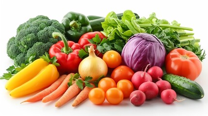 Colorful array of vegetables in a simple flat style
