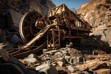 Rugged Quarry machinery mine view. Vehicle miner. Generate Ai
