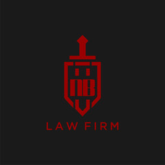 NB initial monogram for law firm with sword and shield logo image