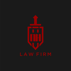 NH initial monogram for law firm with sword and shield logo image