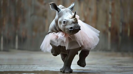 Rhino wearing a delicate tutu