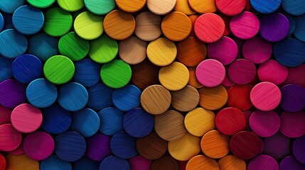 rainbow wooden circles background