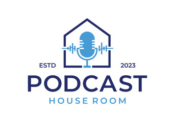 Podcast house talk record logo icon vector design template