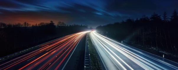 Foto op Canvas Expressive long exposure of highway at night © Daniela