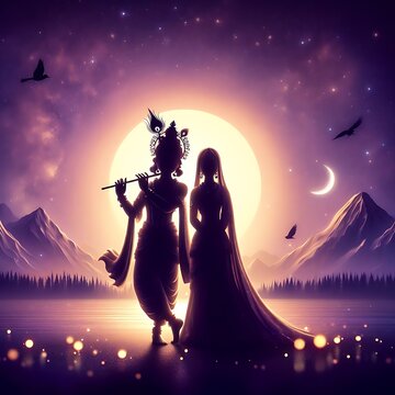 Lord Krishna and Radha Rani Silhoutte