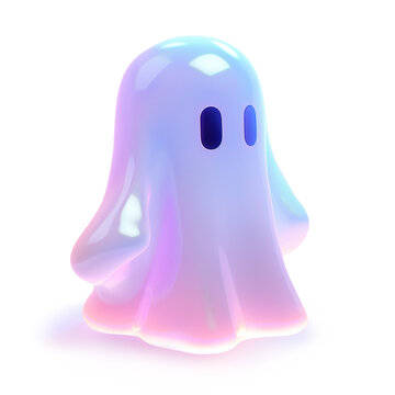 Cute kawaii ghost for Halloween, in 3d style, isolated on a white background