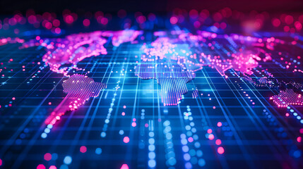 Futuristic Digital Network Technology, Abstract Concept Background, Cyber Data and Global Communication