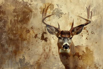 A deer with a brown color and a antler and a professional overlay on the grace