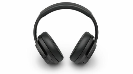 Black Over-Ear Headphones Isolated on White Background