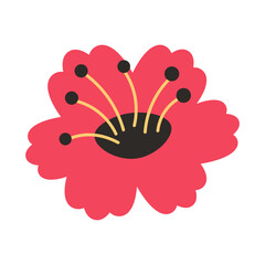 Simple red flower. Vector illustration