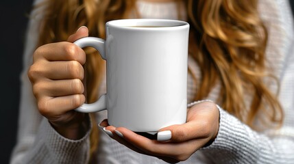 Warm Embrace: A Person Holding a Steaming Mug of Coffee