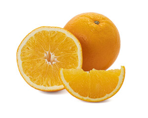 Ripe orange isolated on white background Clipping Path