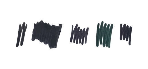 New gray brush. Nature texture, black and gray colors. Brush strokes, felt-tip pen, ink. Set for art on isolated background. Design elements concept for jewelry design.