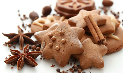 Obraz na płótnie Canvas Flavorful Treat: Freshly Baked Curly Gingerbread Cookies