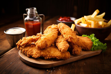  Golden Delights: A Tempting Spread of Crispy Chicken and Crunchy Frie