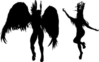 samba, baile, brasil, danza, carnaval, silueta, color, vector, pegatina, plumas, traje, ilustracion, angel, diablo	
 - obrazy, fototapety, plakaty