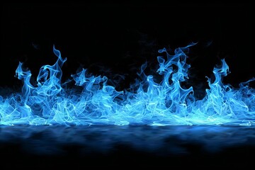 Blue flames Intense and mystical Isolated on black for dynamic and powerful designs