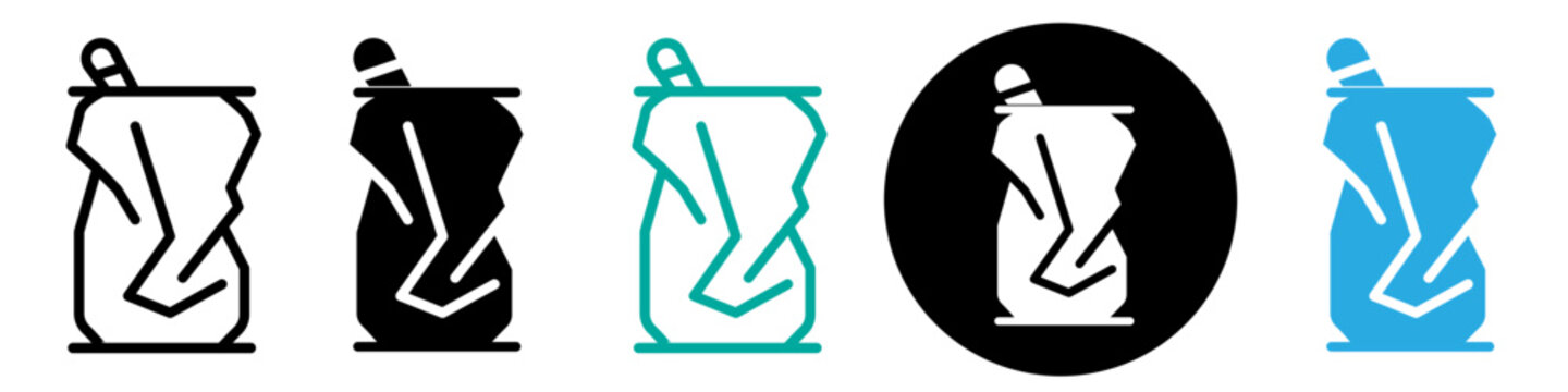 Empty can soda icon logo set vector