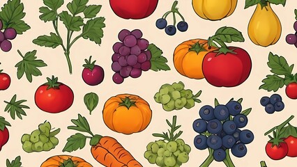 fruits and vegetables seamless pattern