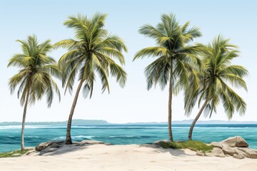 Fototapeta na wymiar Beachside Palm Cluster Isolated on Transparent Background