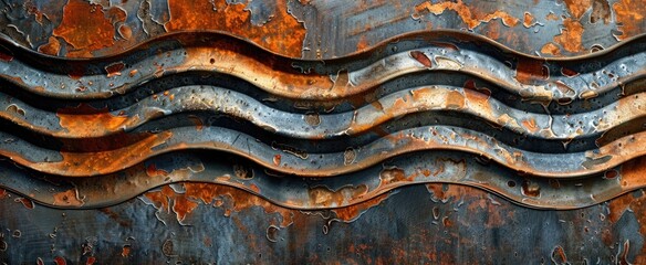High-resolution photograph of corrugated metal, emphasizing its wave-like pattern and durability for an edgy backdrop