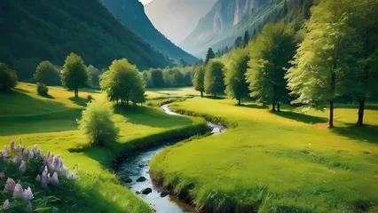 Photo sur Plexiglas Vert bleu landscape in the mountains