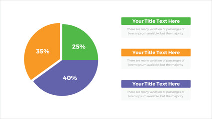 Percentage Data Pie Charts.  3 steps Editable Data pie Charts Infographic Elements, pie chart with icon, business elements and statistics with numbers.