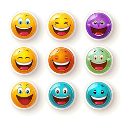 set of smiles. Set of stickers on white background