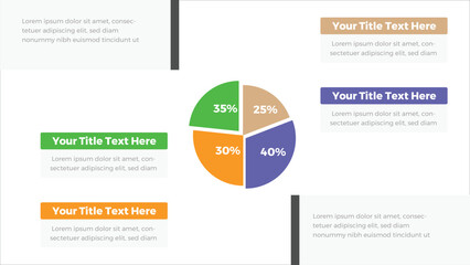 Percentage Data Pie Charts.  4 steps Editable Data pie Charts Infographic Elements, pie chart with icon, business elements and statistics with numbers.