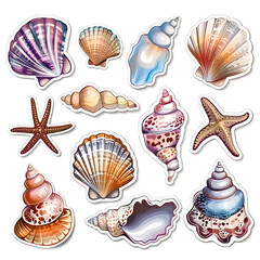 collection of seashells. set of seashells. collection of seashells