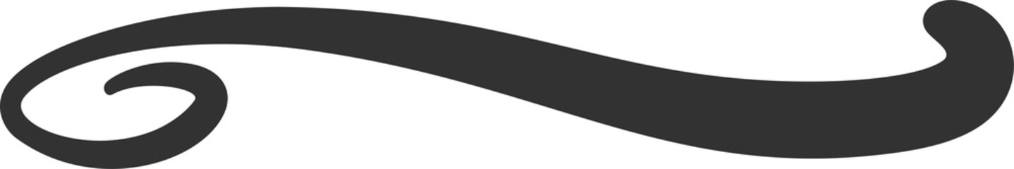 Swoosh line. Hand drawn swash and swish stroke with swirl tail. Calligraphy squiggle wave. Doodle decorative marker flourish.