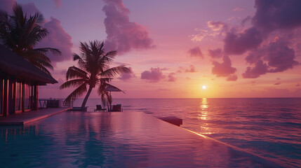 Fototapeta na wymiar Beautiful sunset on a tropical island