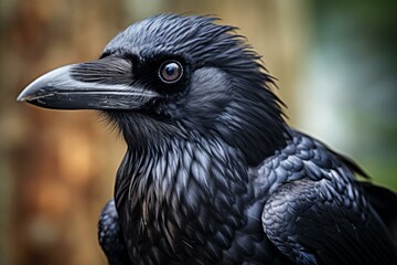 Fototapeta premium Mysterious Raven bird fly. Nature crow bird. Generate Ai