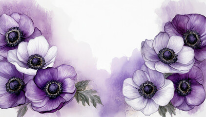 Tapeta fioletowe kwiaty. Puste białe miejsce - obrazy, fototapety, plakaty