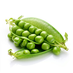 peas on a white background сreated with Generative Ai