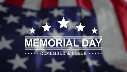 Happy memorial day Animation. Memorial day with American flag waving background. Great for use on Memorial Day event in United States. 4K animated footage.