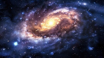 Spiral galaxy with the light of billions of stars. Vastness of the cosmos.
