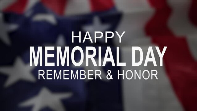 Happy Memorial day animation. Memorial day. Remember and Honor banner for memorial day. Motion graphic design. 4k video animation. Animation text happy memorial day.