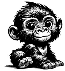 Baby Gorilla Linocut