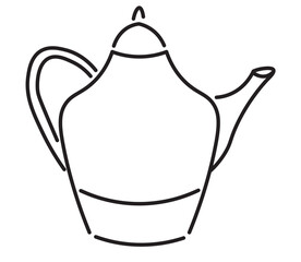 teapot in doodle style in vector. template for greeting card design sticker poster