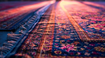 an islamic design prayer mat closeup shot