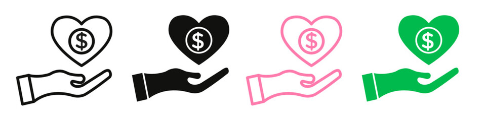 Donation icon mark in filled style