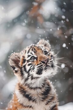 cute Jaguar in the snow fall