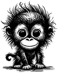 Orangutan Baby Linocut
