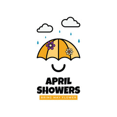 april showers illustration with groovy style