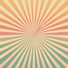 Fototapeta premium Retro Striped Sunburst, Pastel Orange and Green, Vintage Background