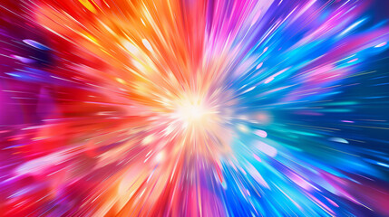 Obraz premium Dynamic Explosion of Color, Bright Rainbow Spectrum, Abstract Light Burst Background
