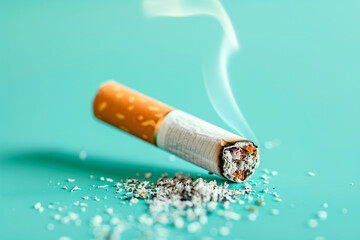 Closeup of Cigarette Burning. Stop smoking Concept